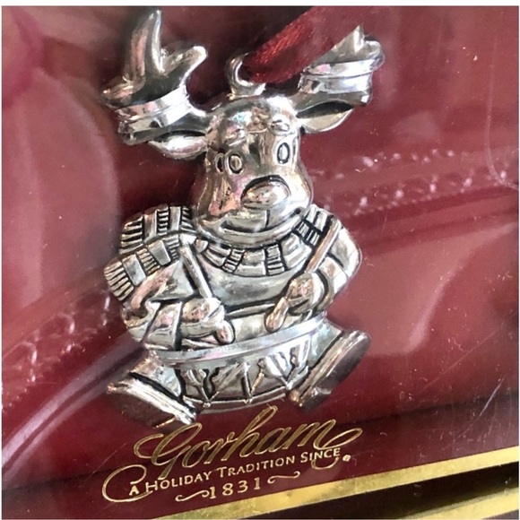 NIB Gorham Silver-plate Christmas Reindeer Ornaments - Picture 4 of 7